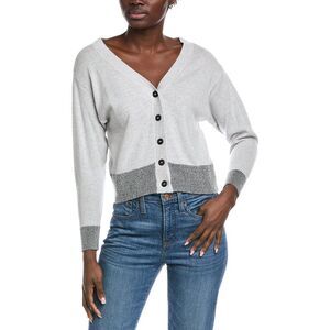 Brodie Cashmere Womens  Dropped-Shoulder Wool & Cashmere-Blend Cardigan, Grey